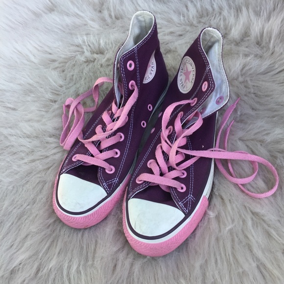 Converse Shoes - Kawaii Converse hi top purple pink size 7.5